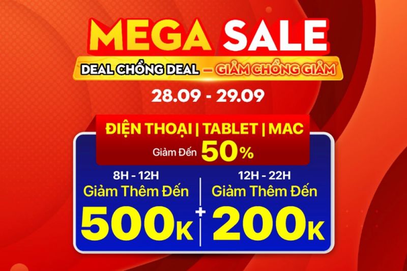 Di Động Việt tung deal sốc cuối tháng: Phụ kiện từ 9 nghìn đồng, MacBook, iPhone giảm thêm 500 nghìn đồng theo khung giờ