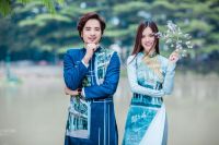 Sunny Đan Ngọc, Đo&agrave;n Minh T&agrave;i c&ugrave;ng &ldquo;M&aacute;i trường kể chuyện trăm năm&rdquo; trong &Aacute;o d&agrave;i Việt H&ugrave;ng
