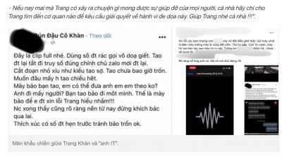 Trang Khàn bất ngờ chia sẻ bị xuống tinh thần khi “cậu IT đe dọa”, nói trước “nếu mình có chuyện gì mong được mọi người giúp đỡ”